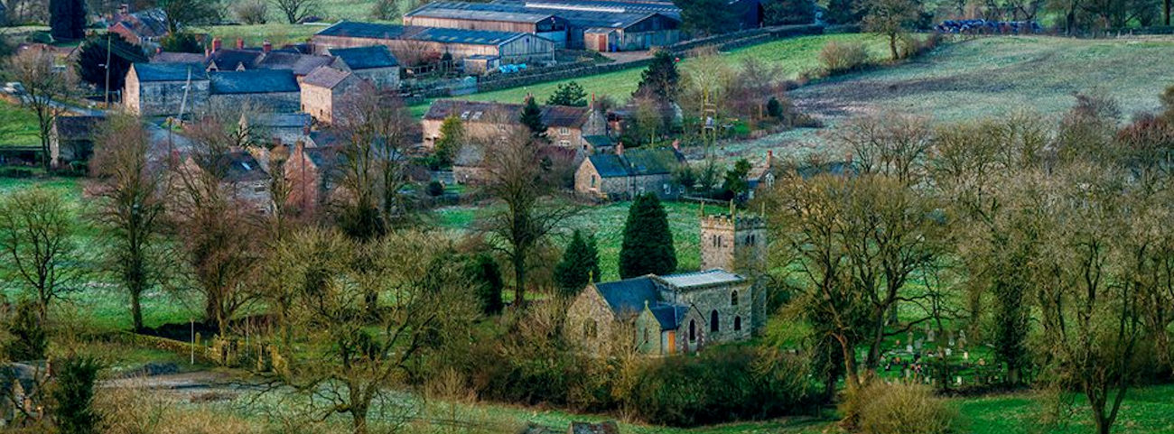 Drone shot of Waterhouses Village Drone shot of Waterhouses Village